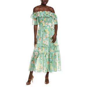 Ipponelli Womens Off-The-Shoulder Midi Dress, Green